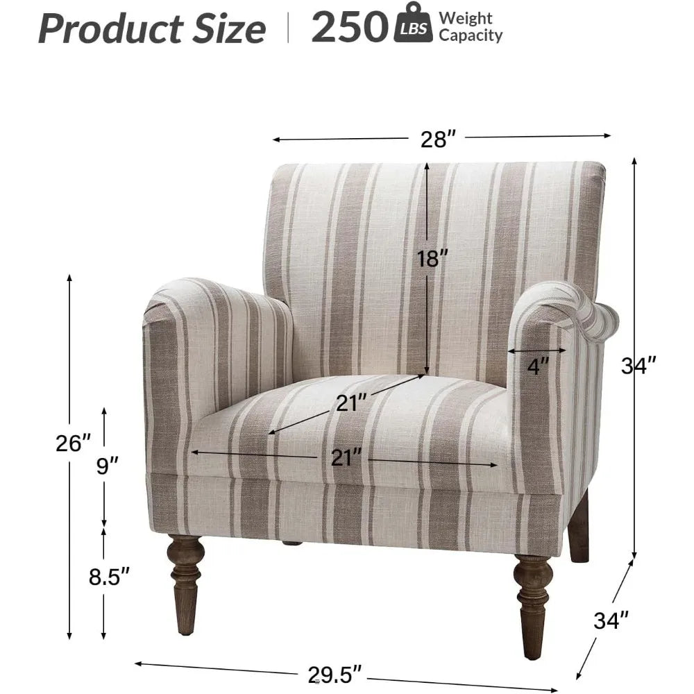 Modern Accent Chair with Arms and Wooden Legs