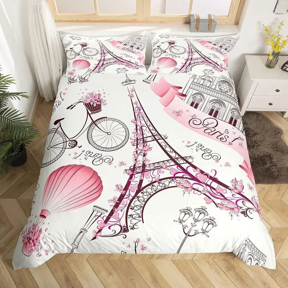 Eiffel Tower Duvet Cover Set with Pillowcases