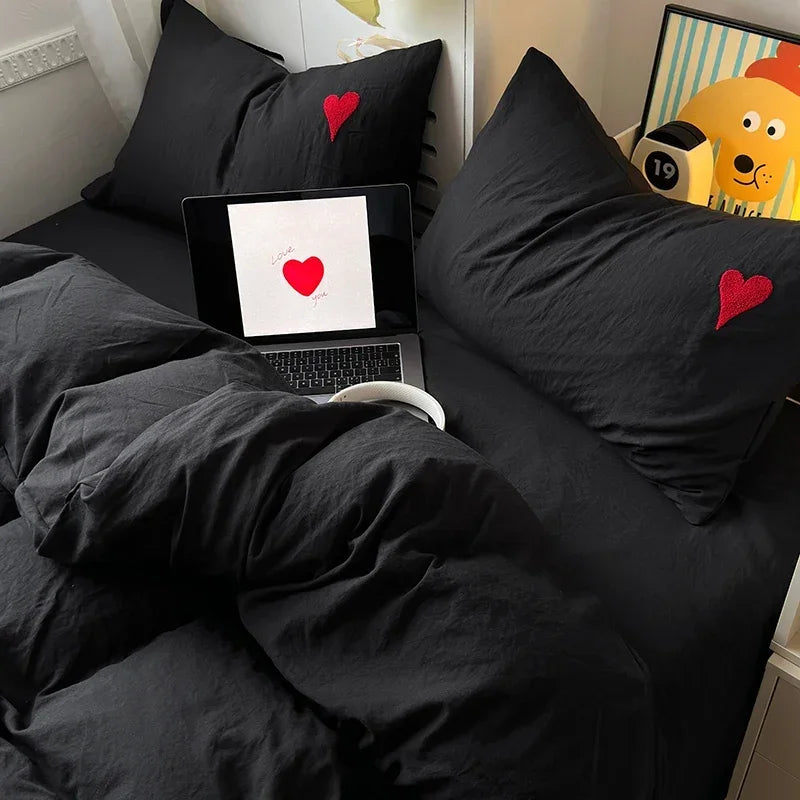 Super Soft Black Duvet Cover Set, Sheets