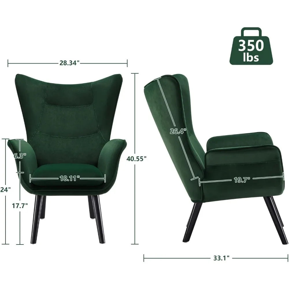 Velvet Wingback Accent Chairs