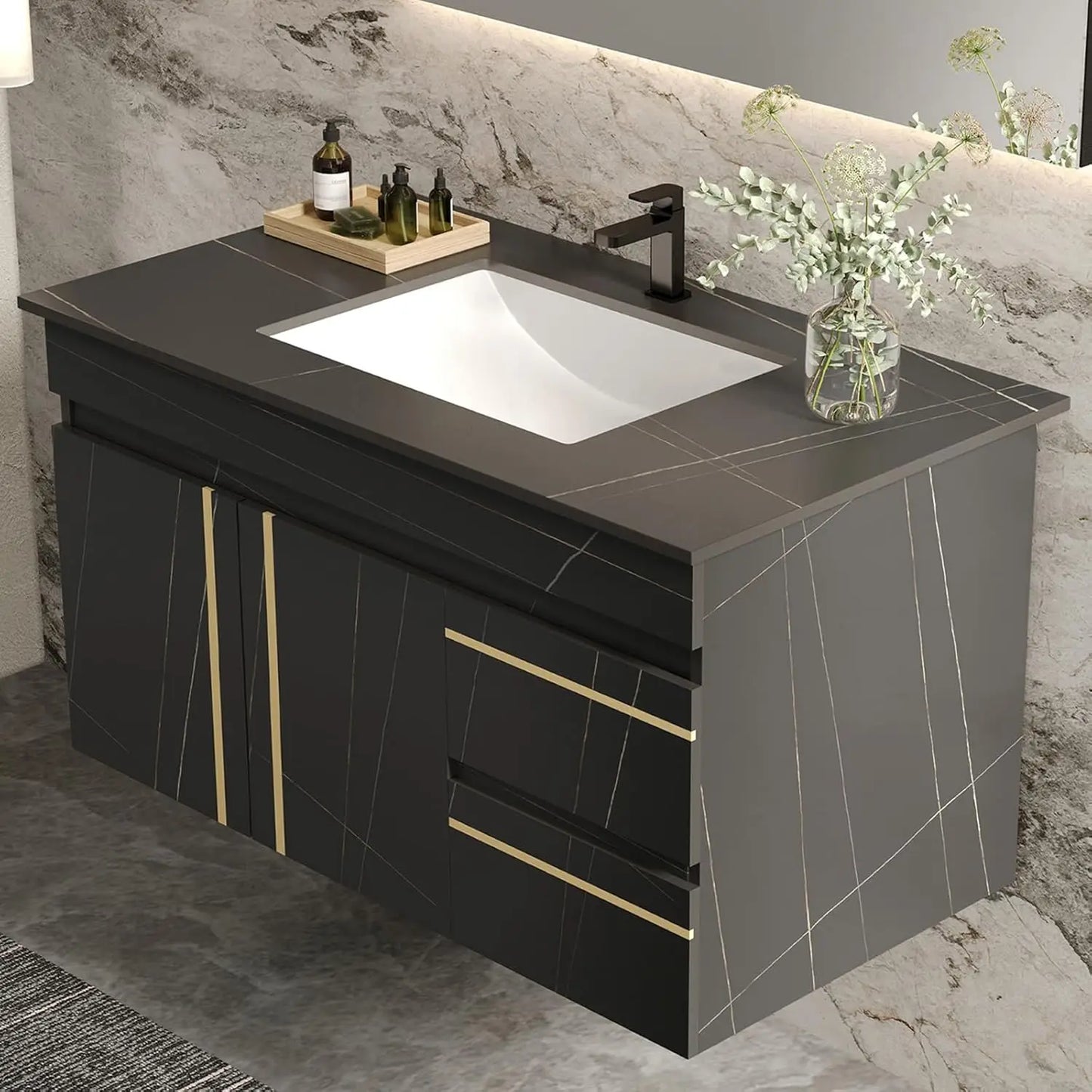 Floating Bathroom Vanity with Ceramic Sink