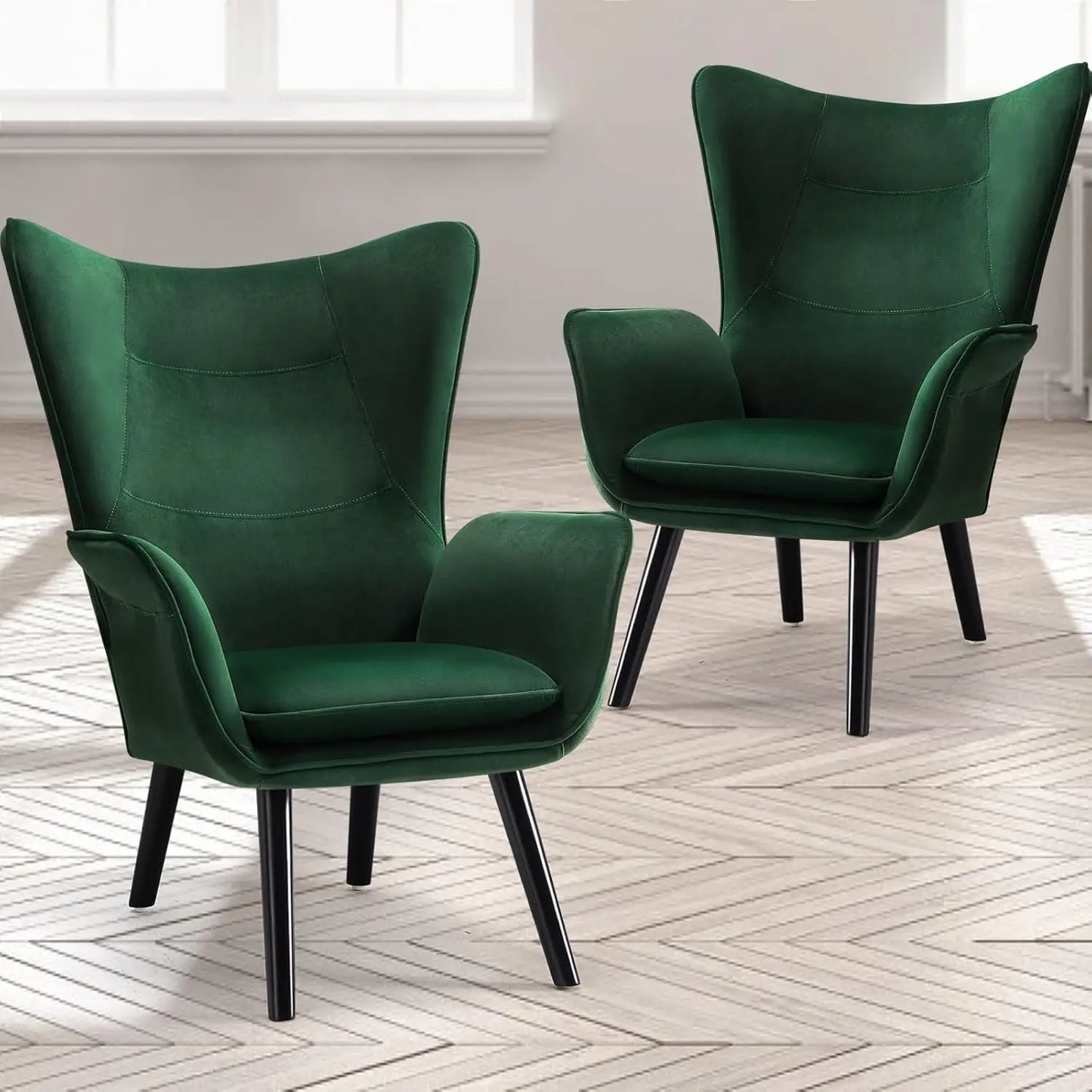 Velvet Wingback Accent Chairs