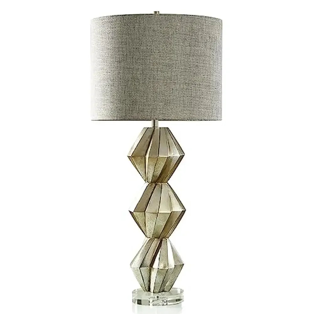 Brushed Silver Geometric Spiral Table Lamp