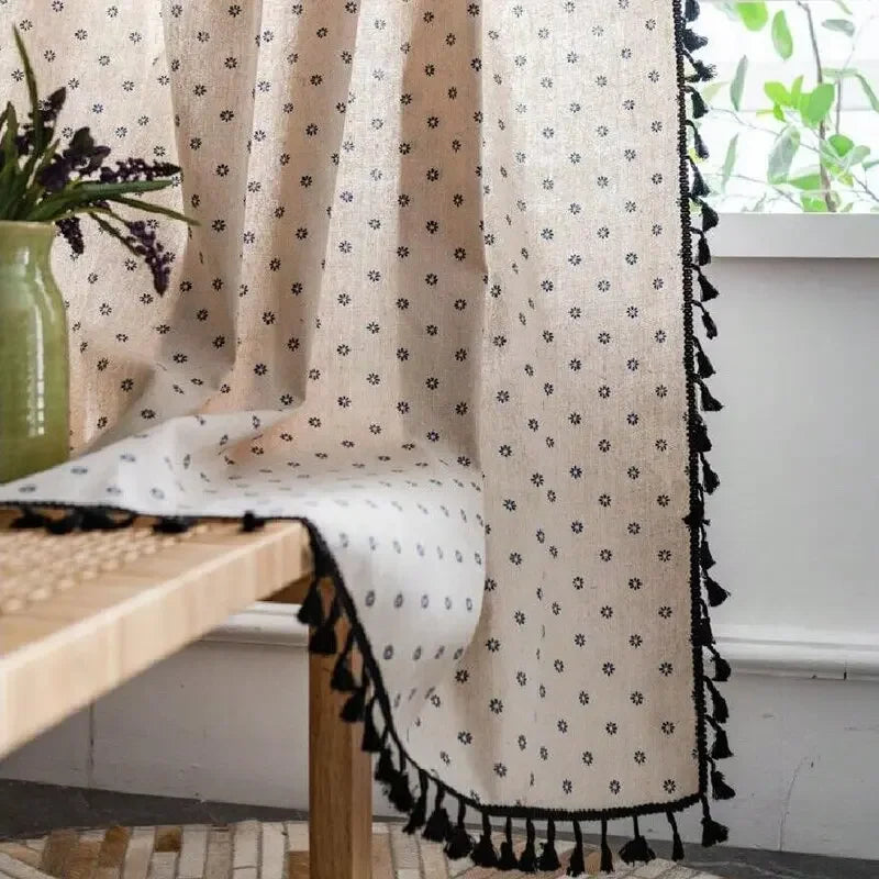 Green Farmhouse Vintage Pattern Window Curtain