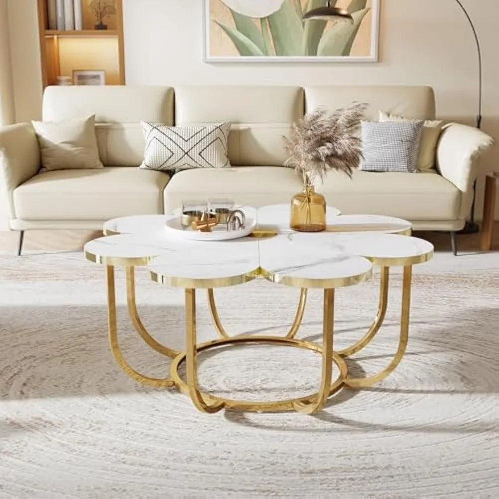 Modern White and Gold Coffee Table