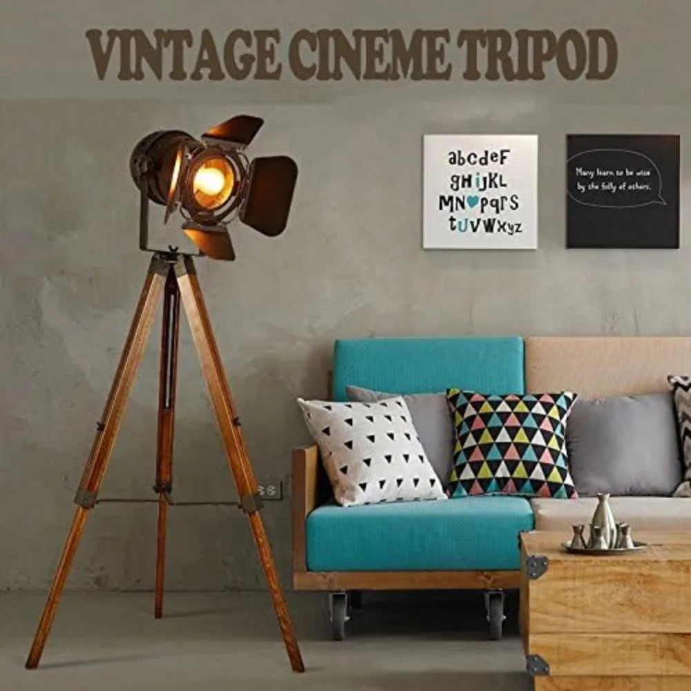 Vintage Wooden Camera Spotlight Lamp