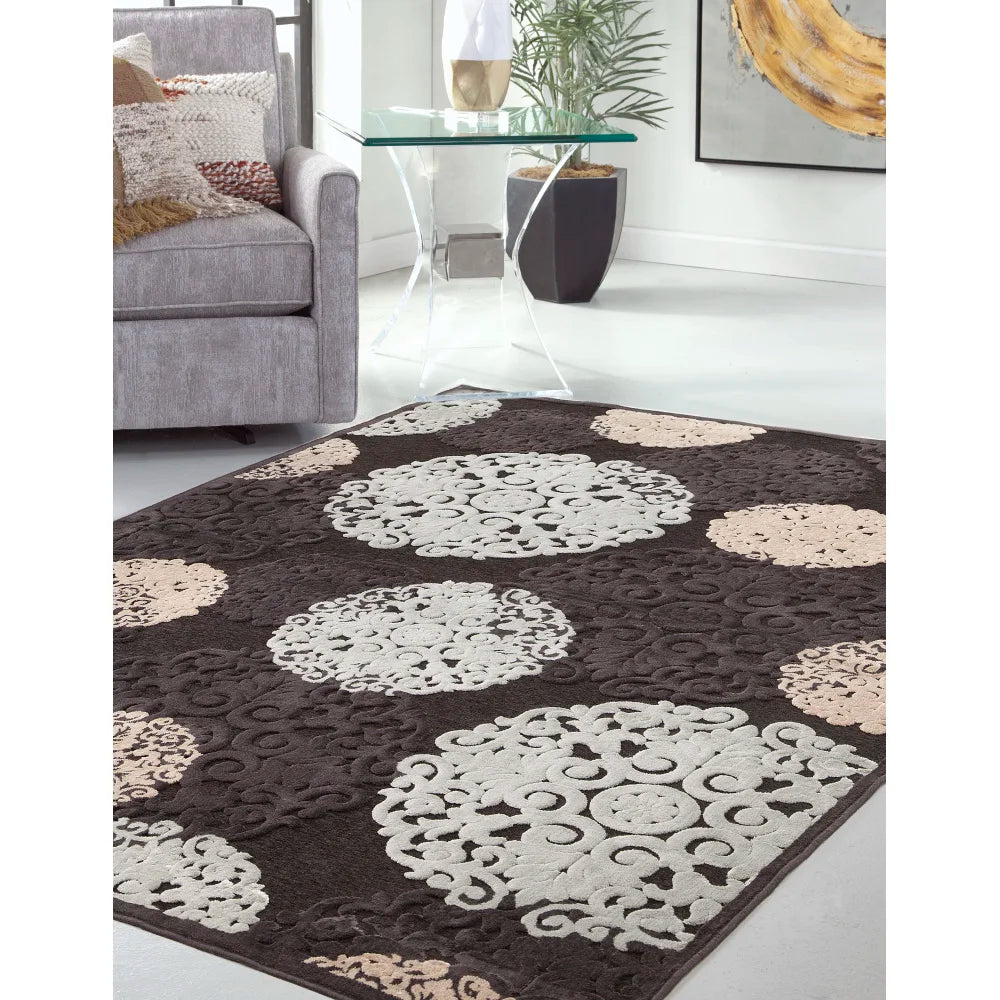 Charcoal/Ivory/Lt. Blue Area Rug