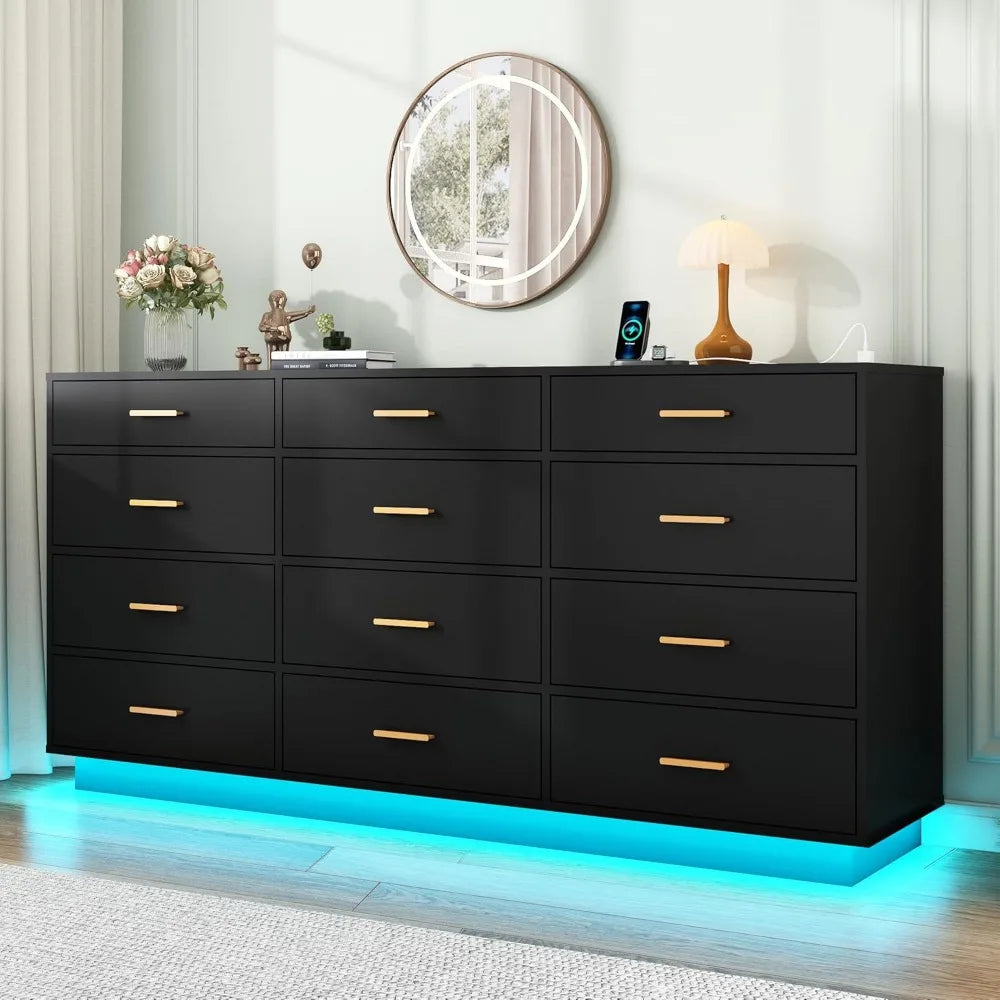 12 Drawers Dresser w/Power Outlet