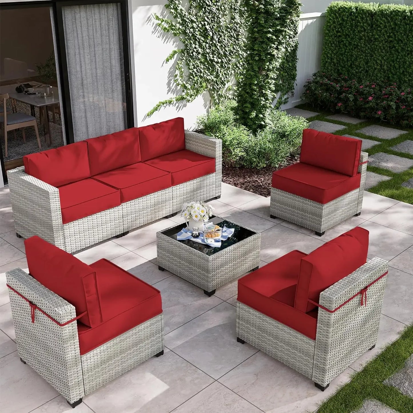 8-Piece Patio Set With Fire Pit Table