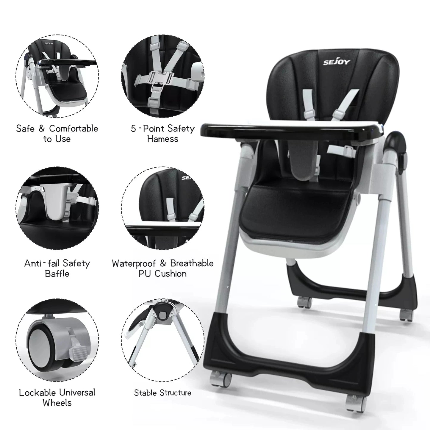 Baby Highchair Adjustable Backrest