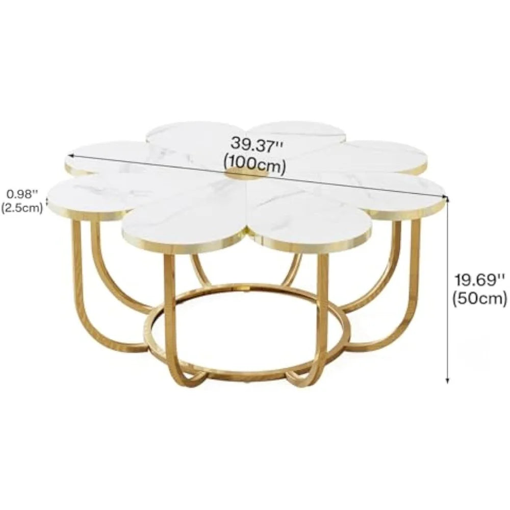 Modern White and Gold Coffee Table