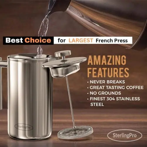 Double Walled Large Coffee Press With 2 Free Filters