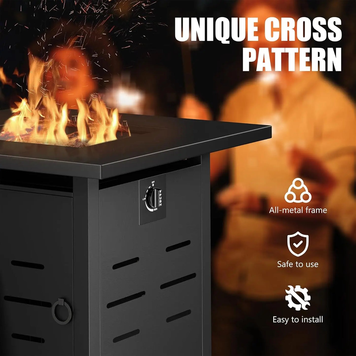 28" Steel Gas Fire Pit Table for Outdoors