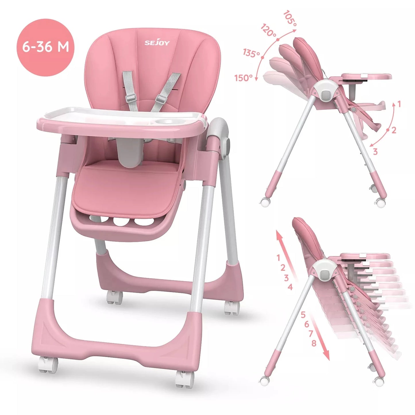 Baby Highchair Adjustable Backrest