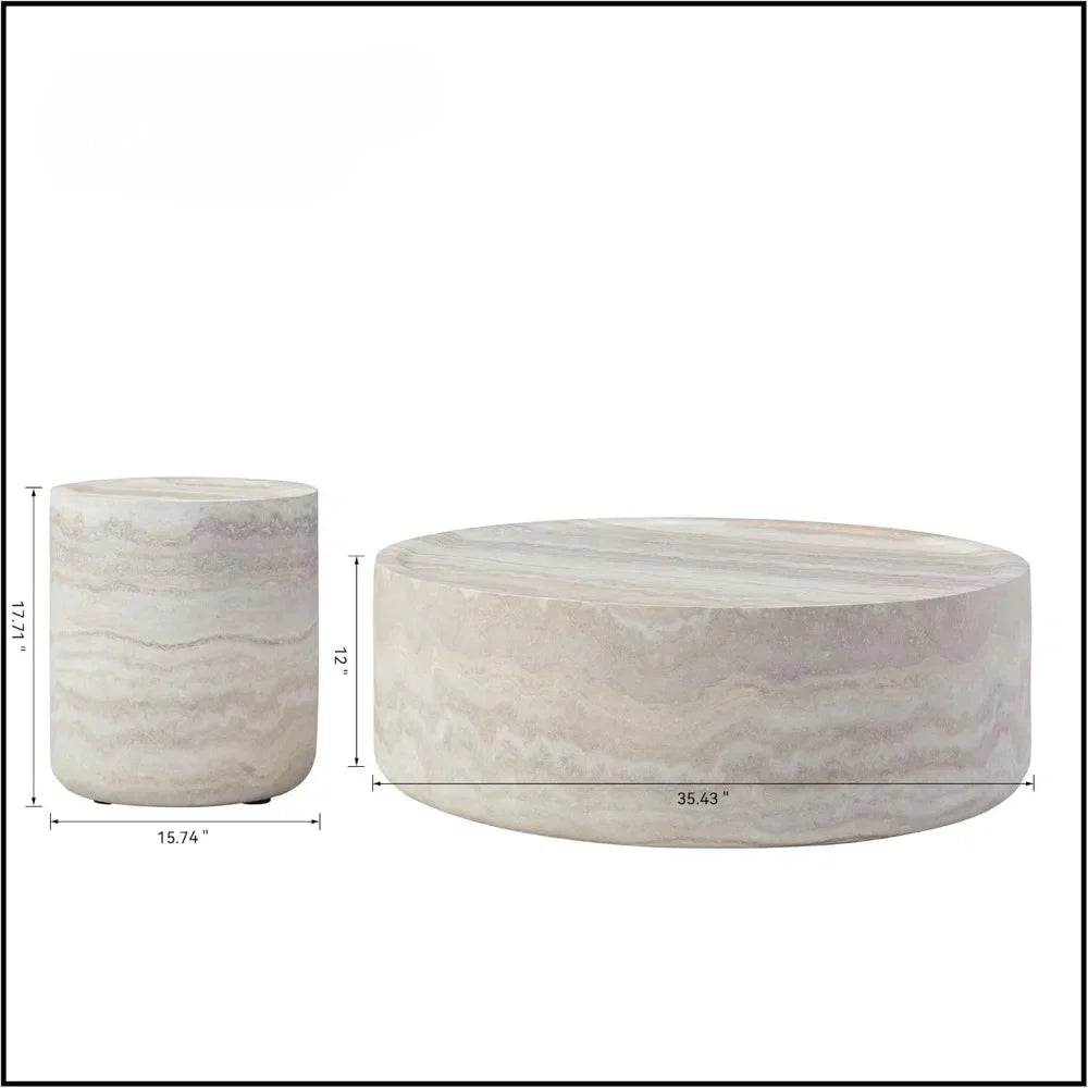 2-piece Circular Coffee Table Set