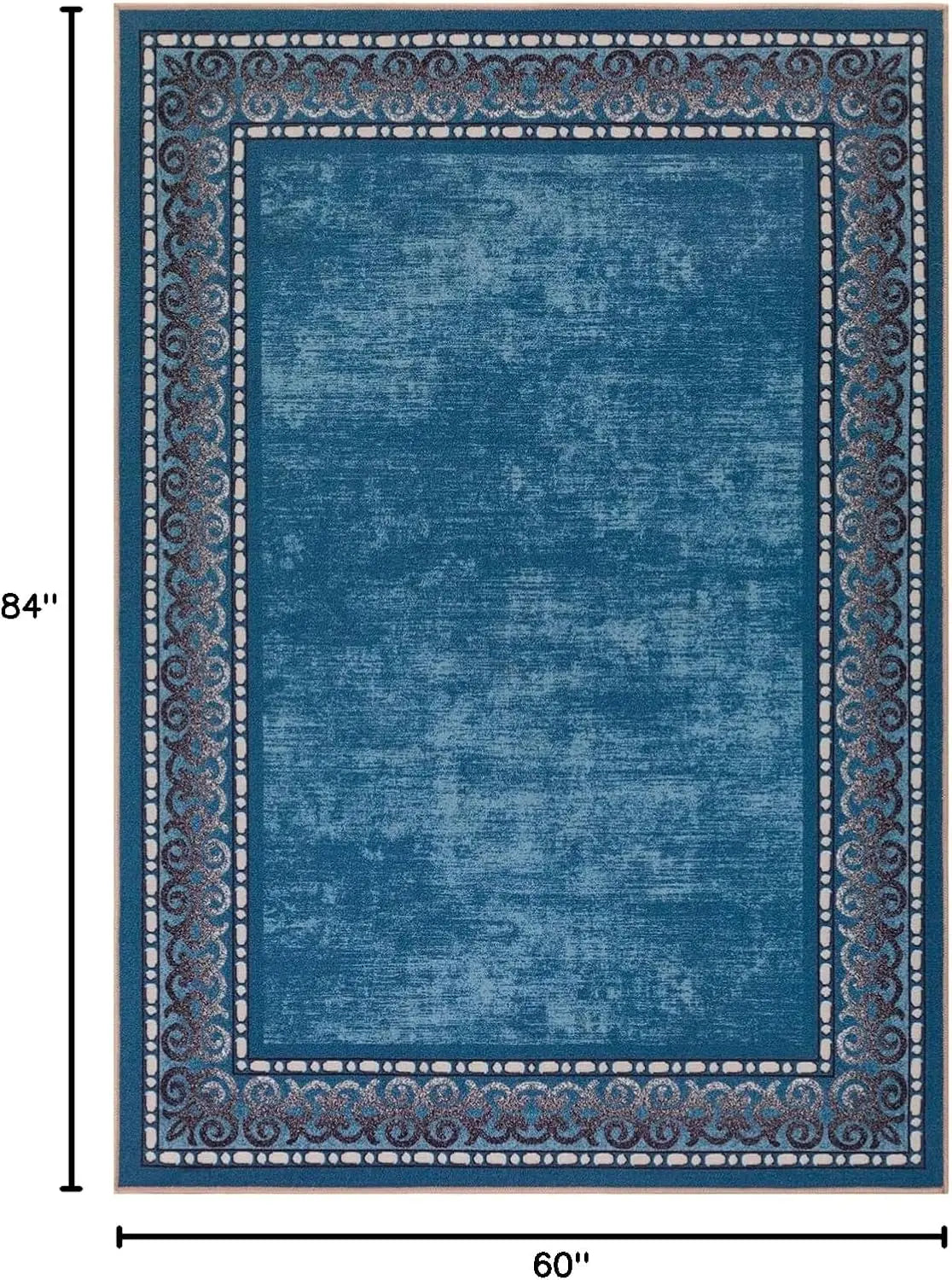 Bordered Modern 5X7 Non-Slip Area Rug
