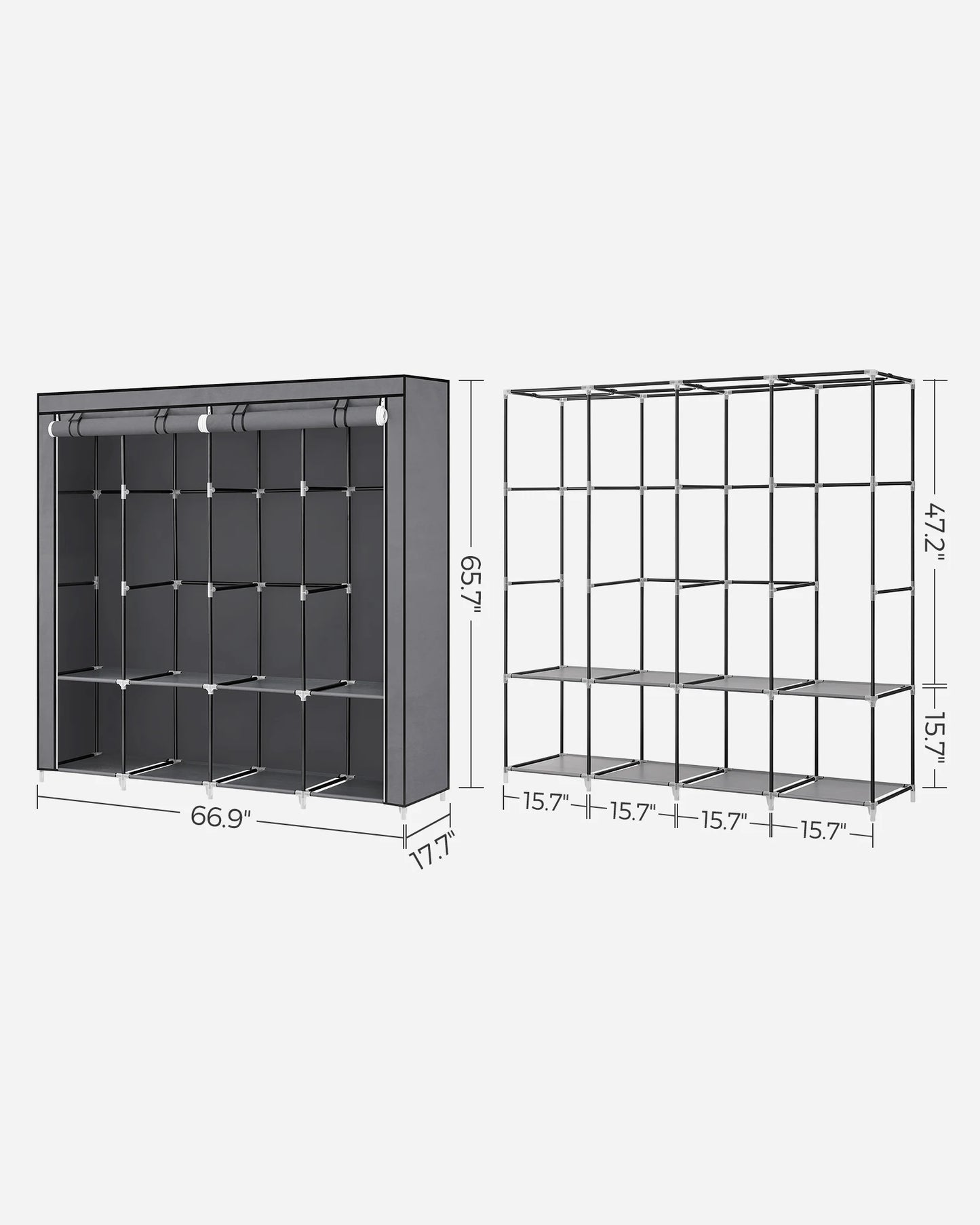 Wardrobe Closet Organizer with Cover