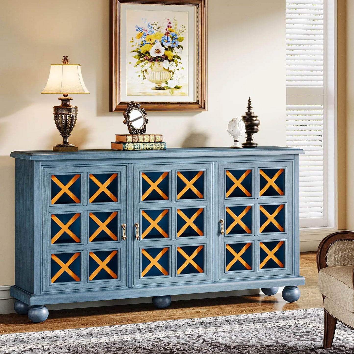 Blue Sideboard Cabinet with Storage