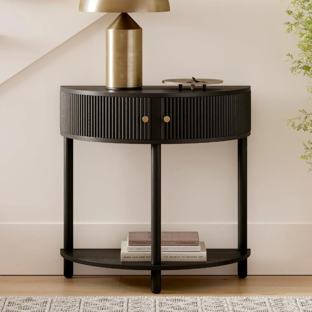 Fluted Half Moon Console Table