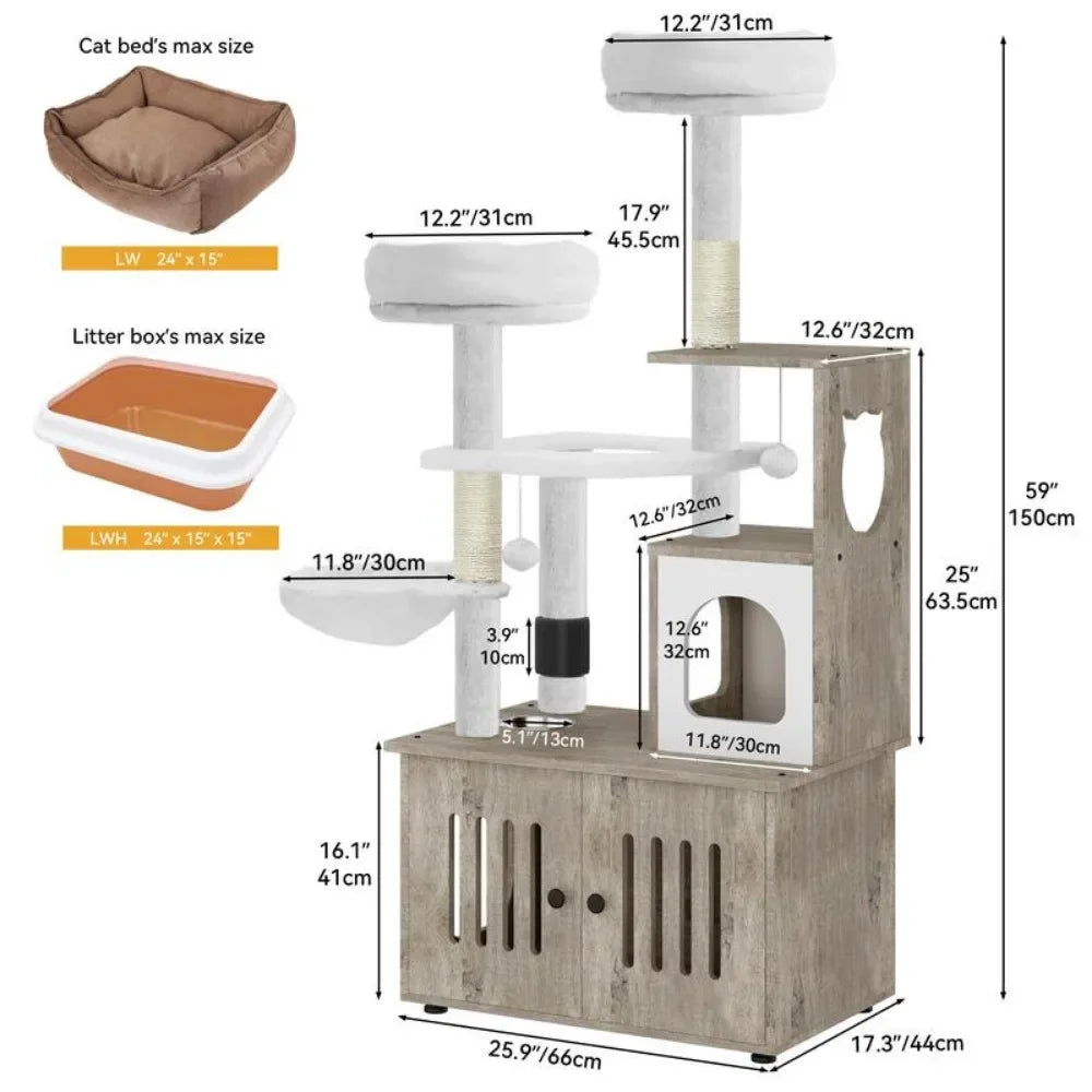 Cat Tree with Litter Box Enclosure