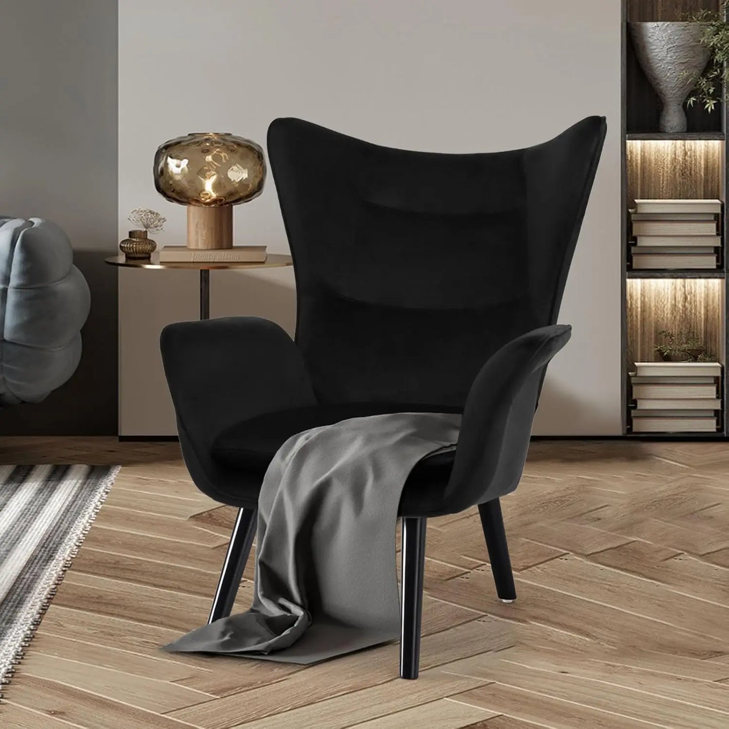 Velvet Wingback Accent Chairs