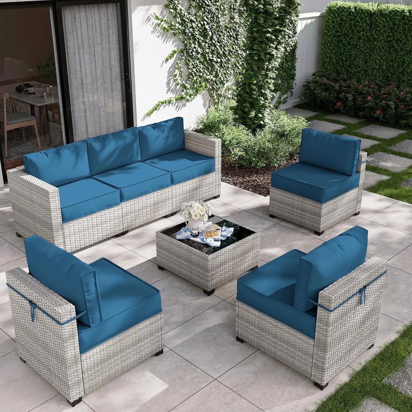 8-Piece Patio Set With Fire Pit Table