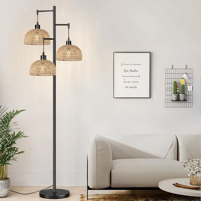 3-Lights Rattan Floor Lamps