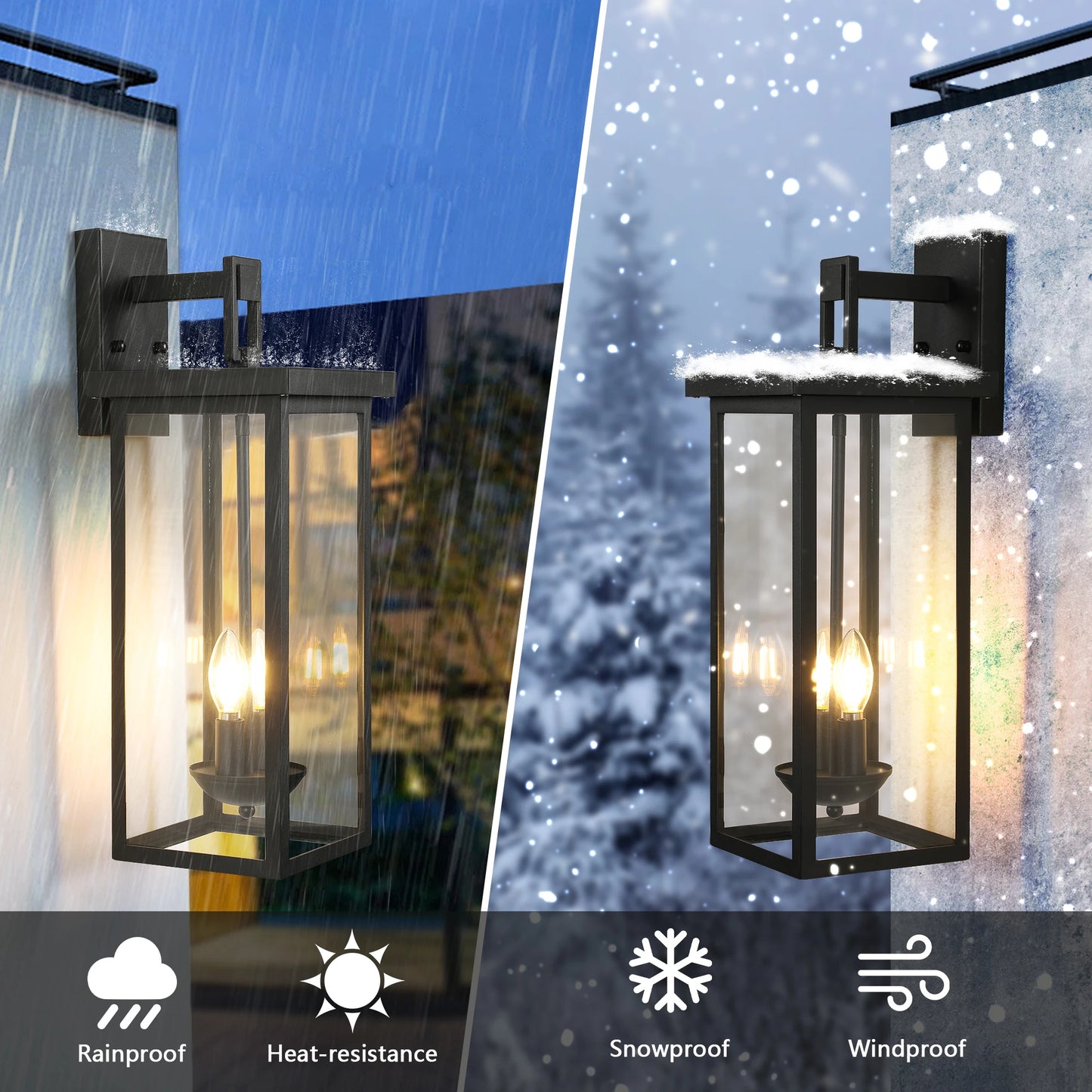 22"(H) Outdoor Wall Lantern with Dusk to Dawn Sensor