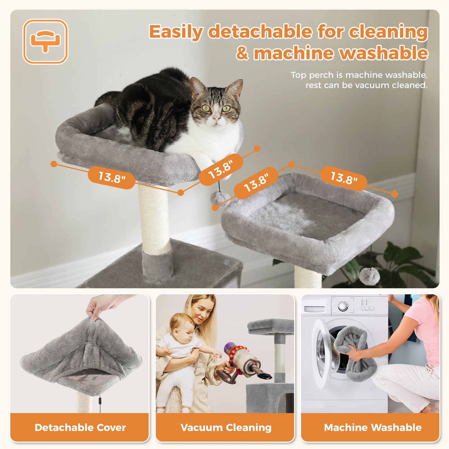 Tall Cat Tower for Indoor Cats Multi-Level