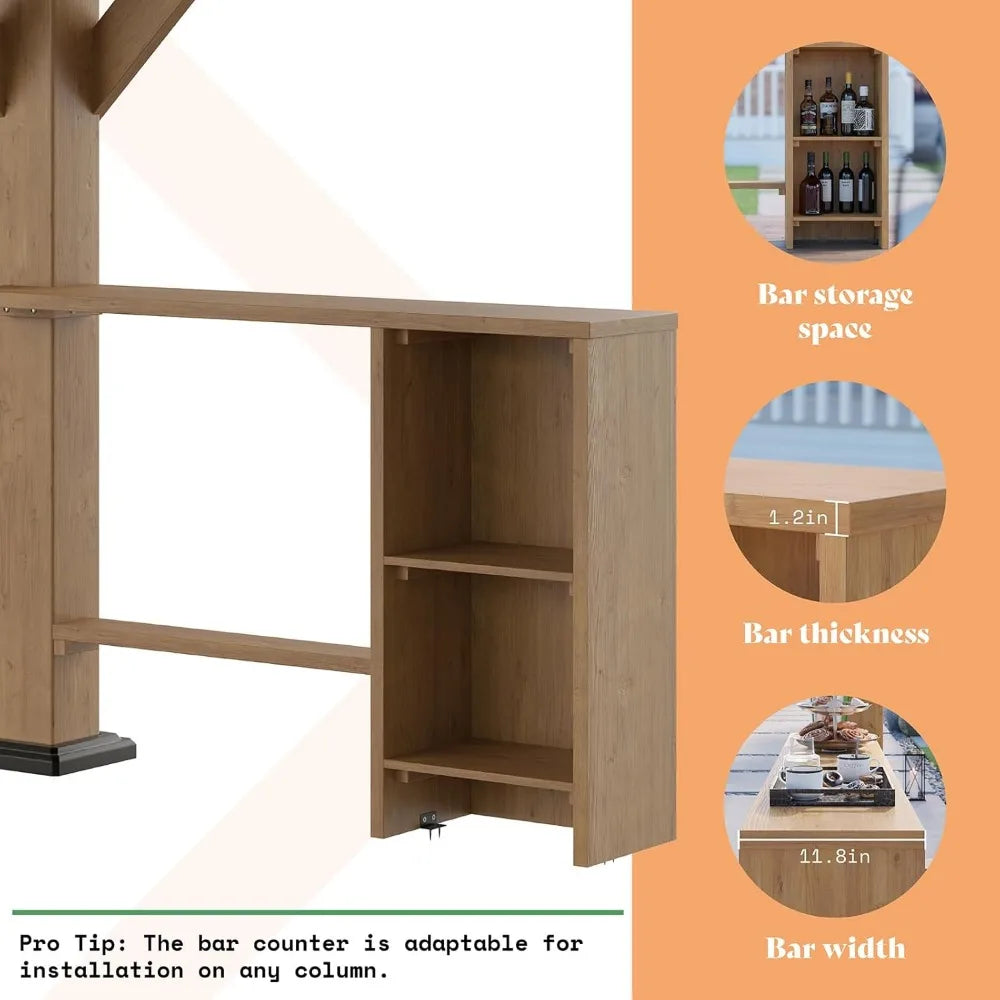 Outdoor Gazebo with Bar Storage Space for Garden