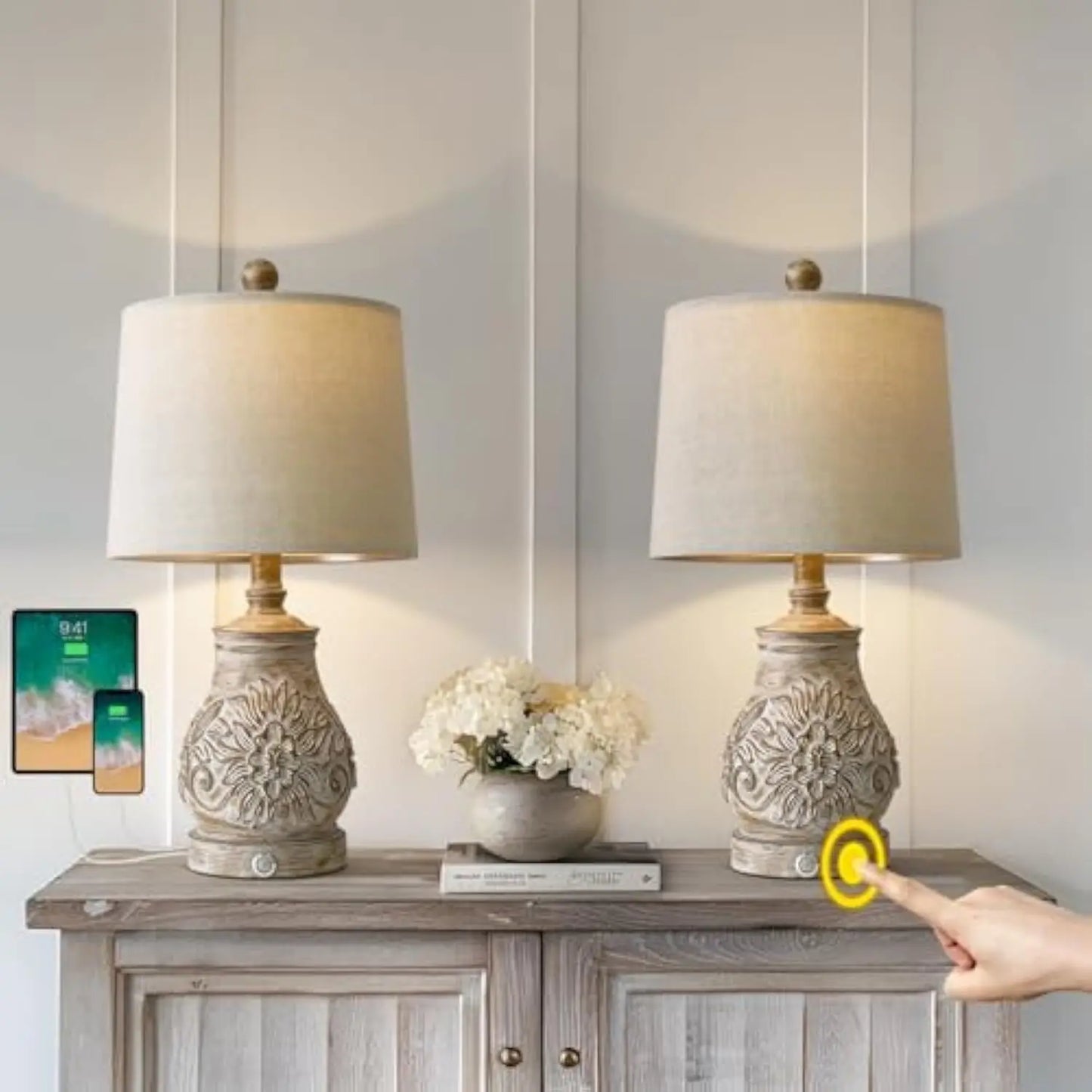 Table Lamp Set of 2 3 Way Dimmable Touch Lamps