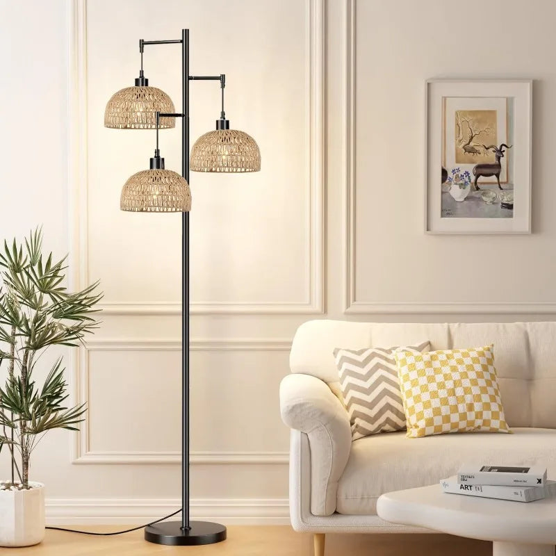 3-Lights Rattan Floor Lamps