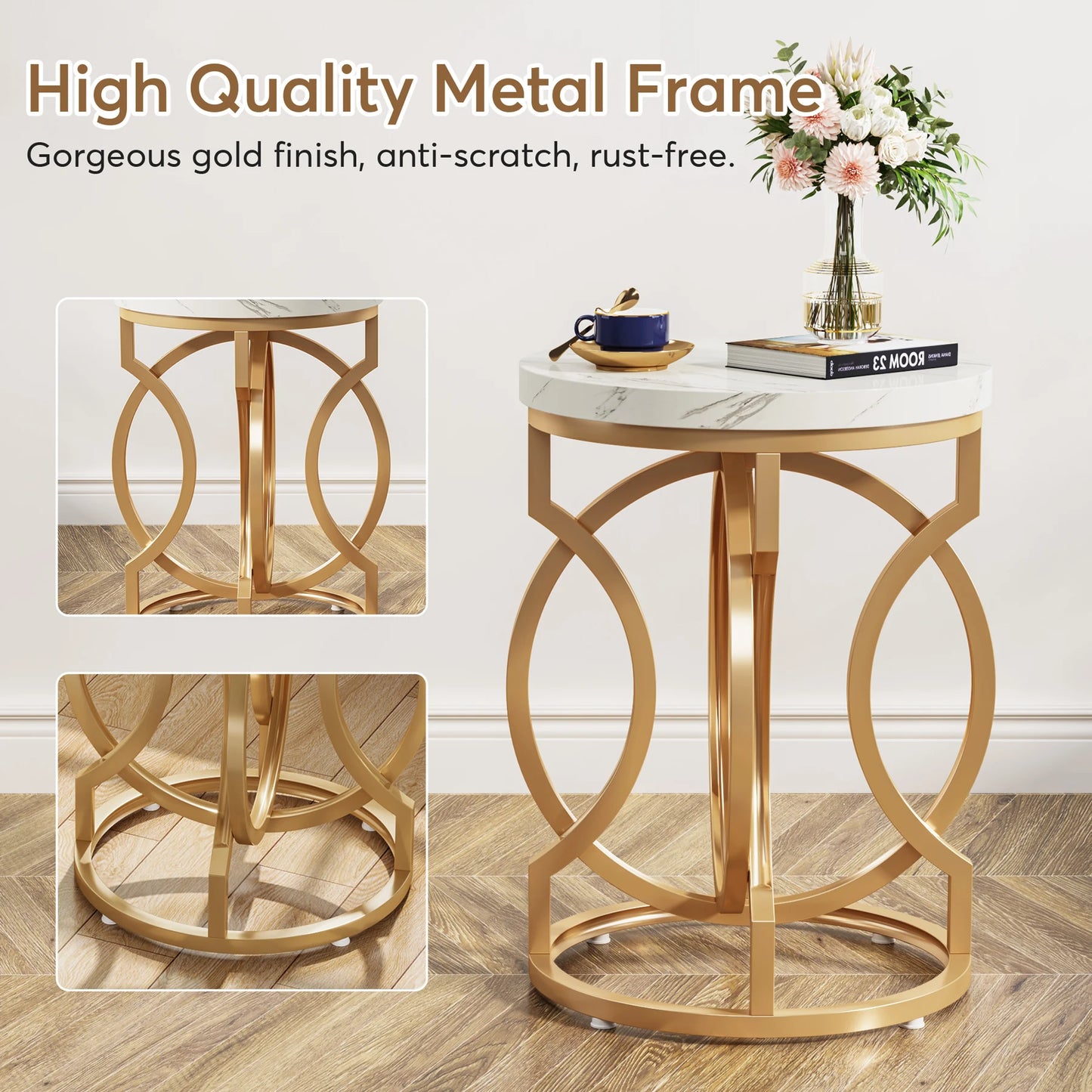 Modern End Table with Thick Wood Top