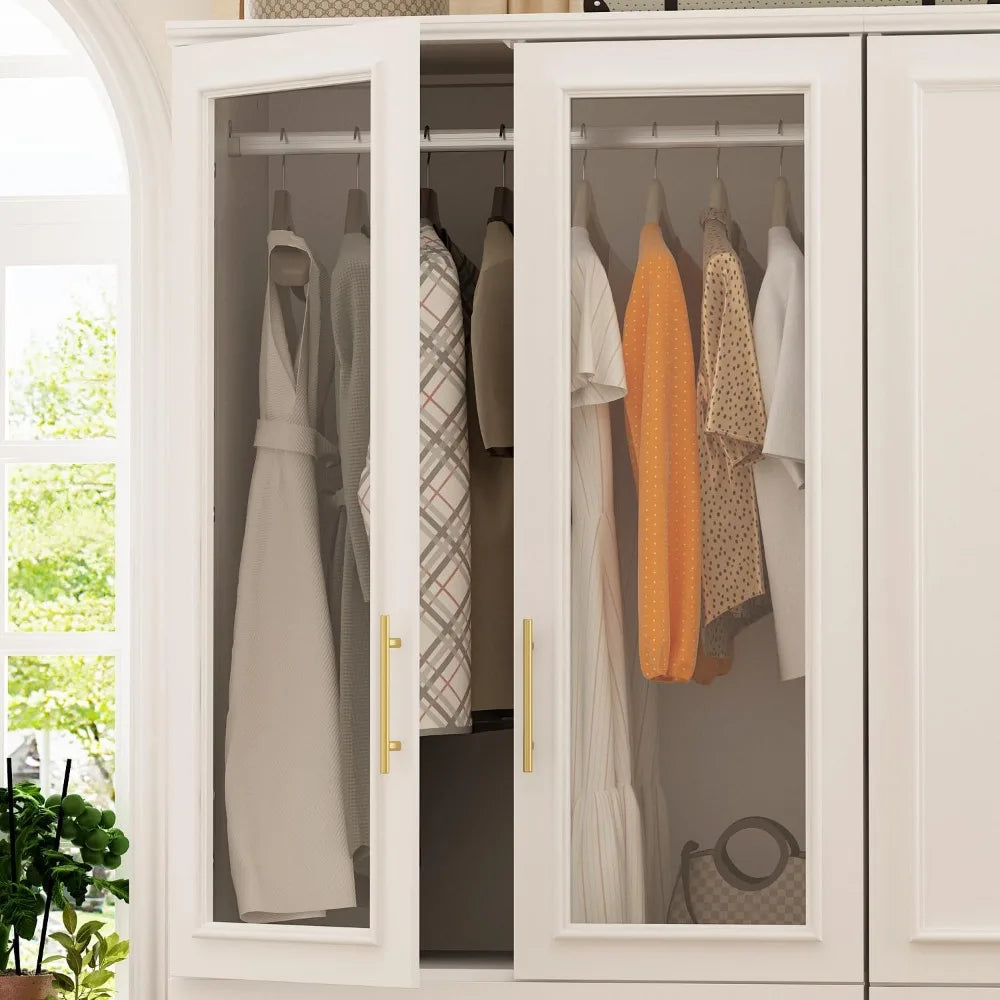 Wardrobe Armoire Closet With Glass Doors