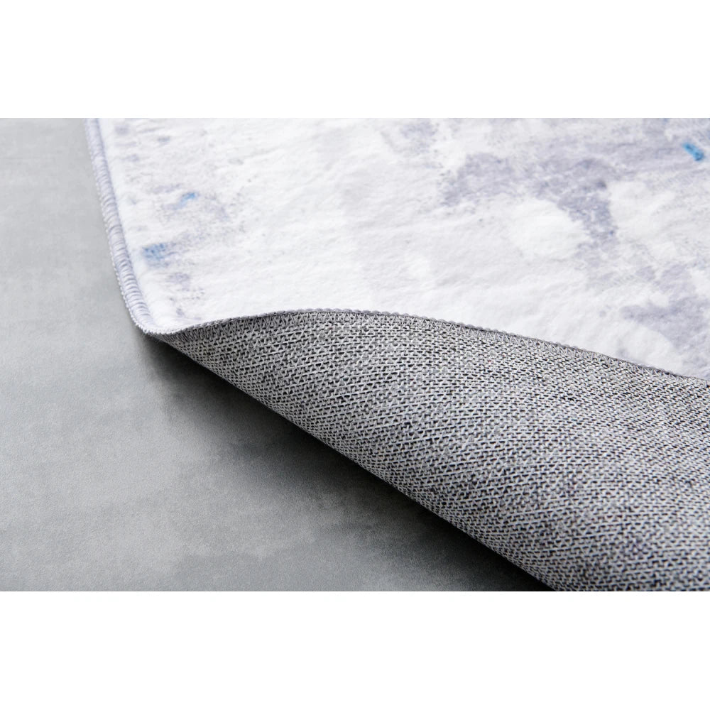 Abstract Design Gray Blue Yellow Area Rug