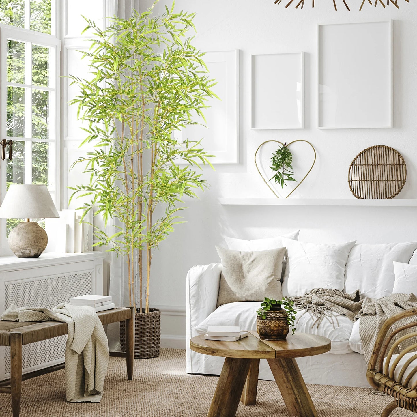 Artificial Bamboo Tree with Real Trunk and Lifelike Leaves