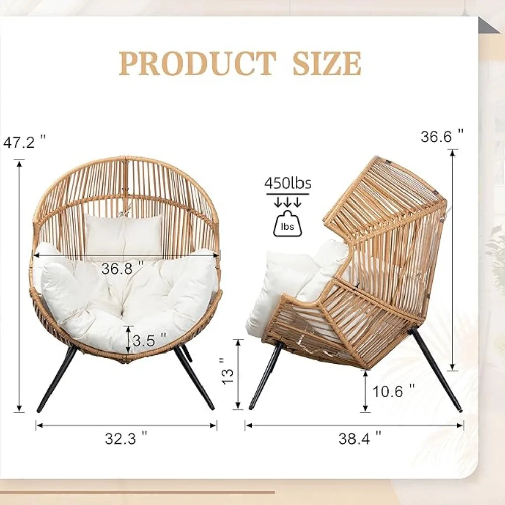 Wicker Rattan Chair with Cushion