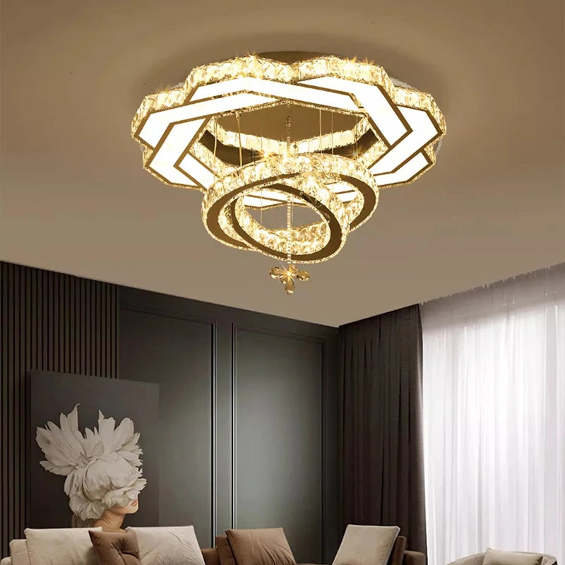 Nordic Minimalist Luxury Crystal Led Ceiling Chandelier