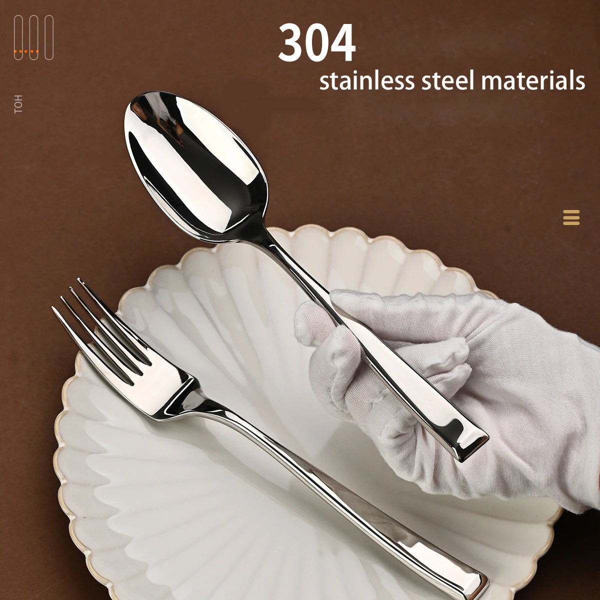 Stainless Steel Square Handled Tableware Set