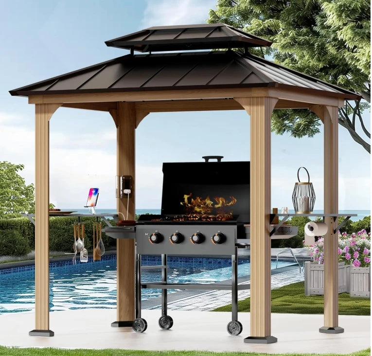 Permanent Hardtop Gazebo 12' x 20' w/ 4 LED Lights
