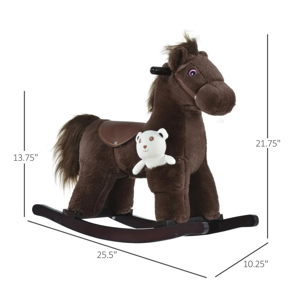 Kids Plush Rocking Horse with Bear Toy