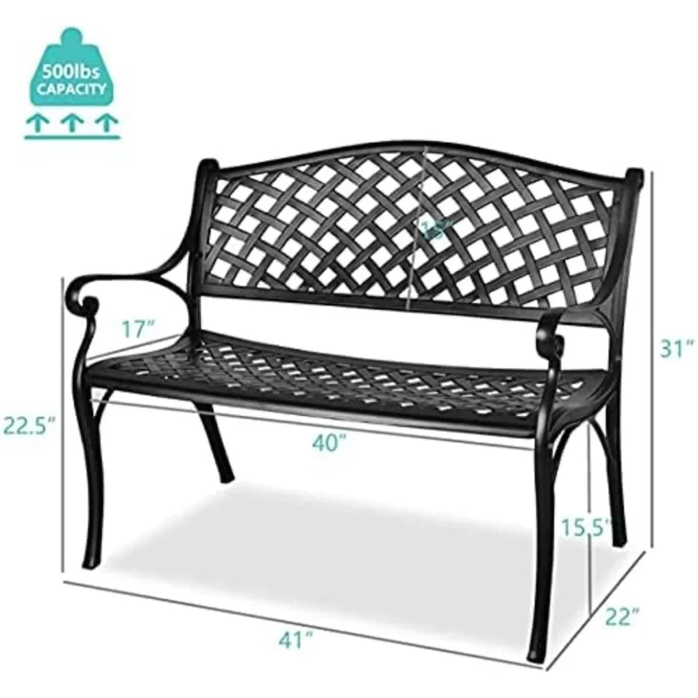 41” Outdoor Garden Bench with Armrests