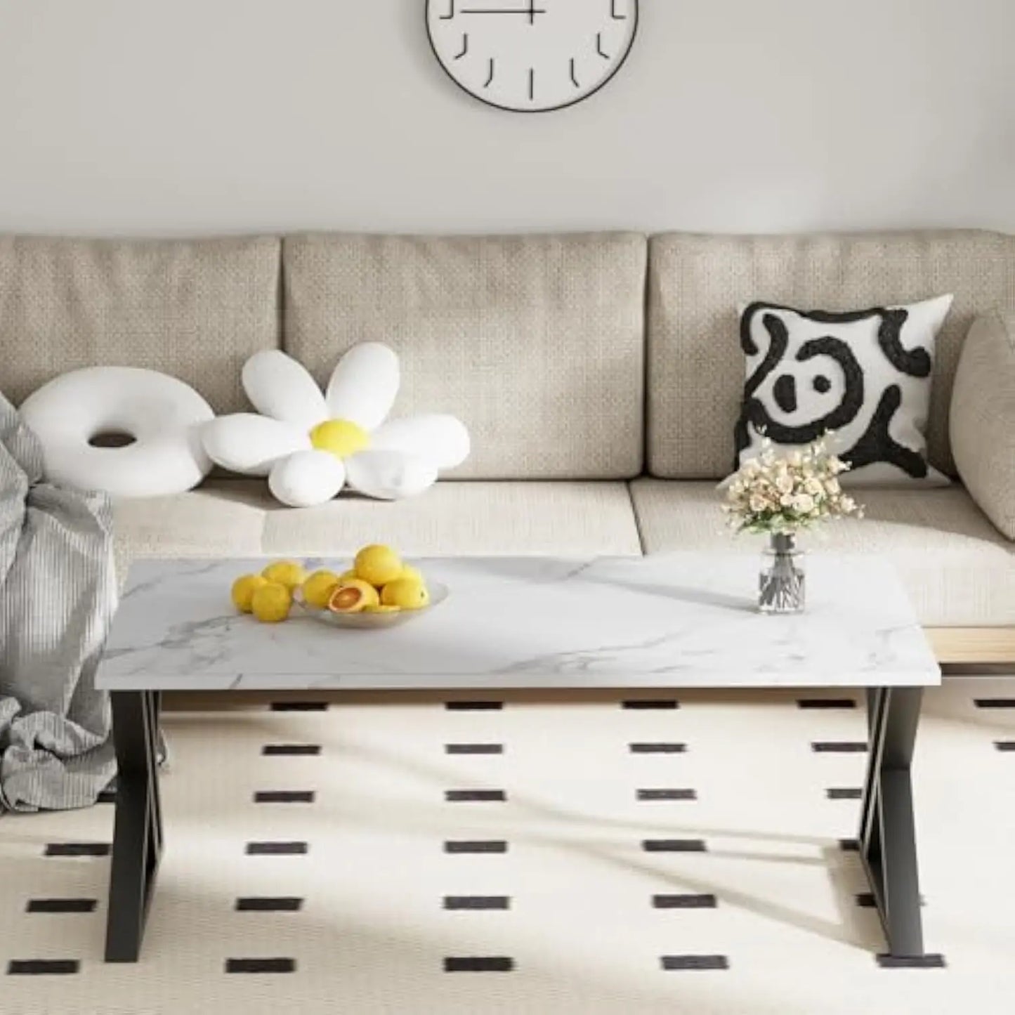 Simple Modern Coffee Table with Black Metal