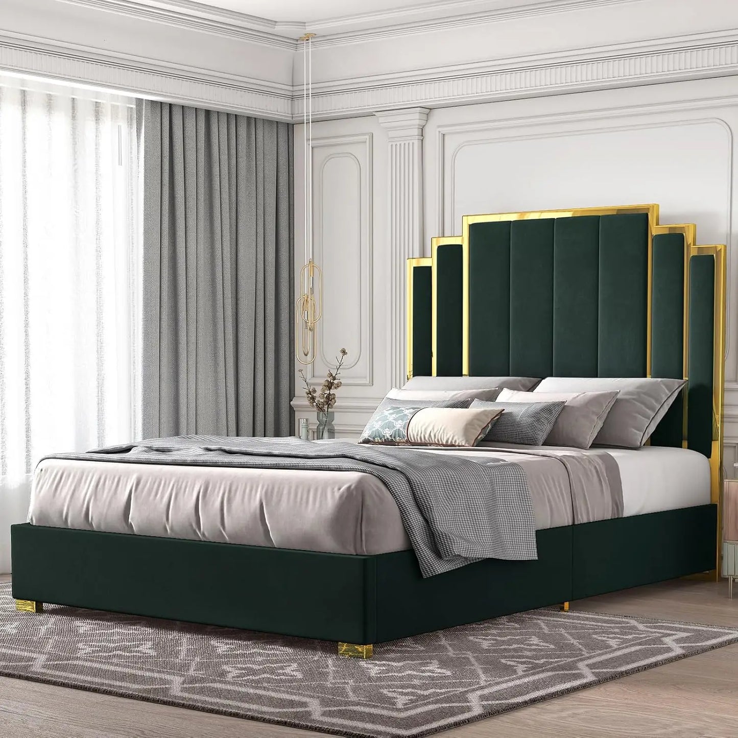 Modern Queen Size Platform Bed and Headboard