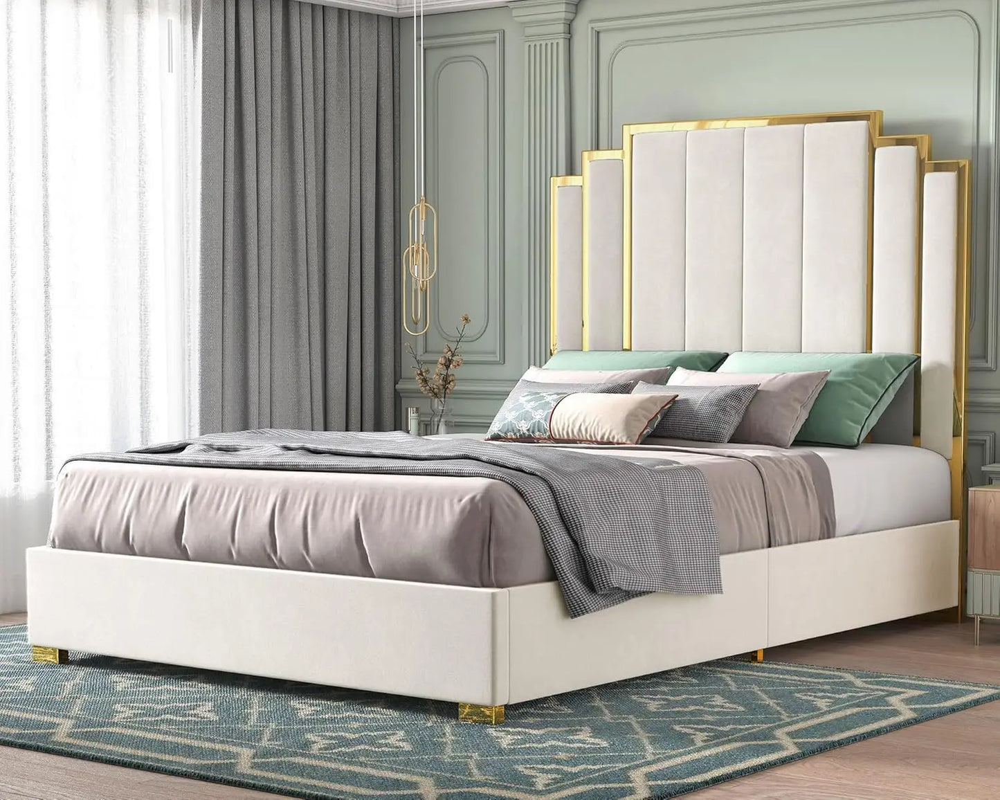 Modern Queen Size Platform Bed and Headboard