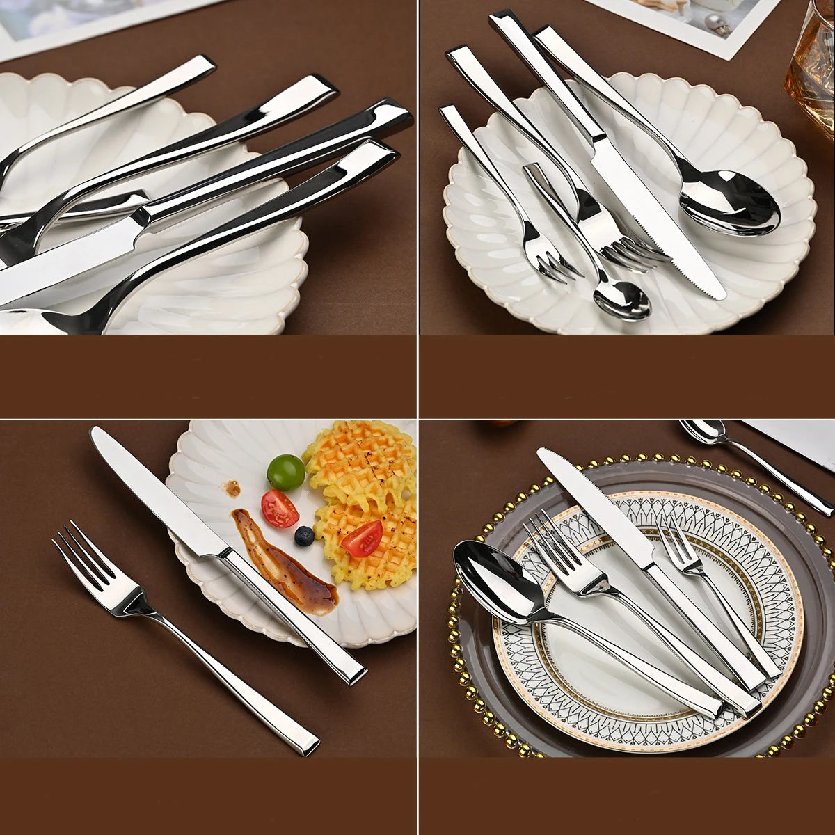 Stainless Steel Square Handled Tableware Set