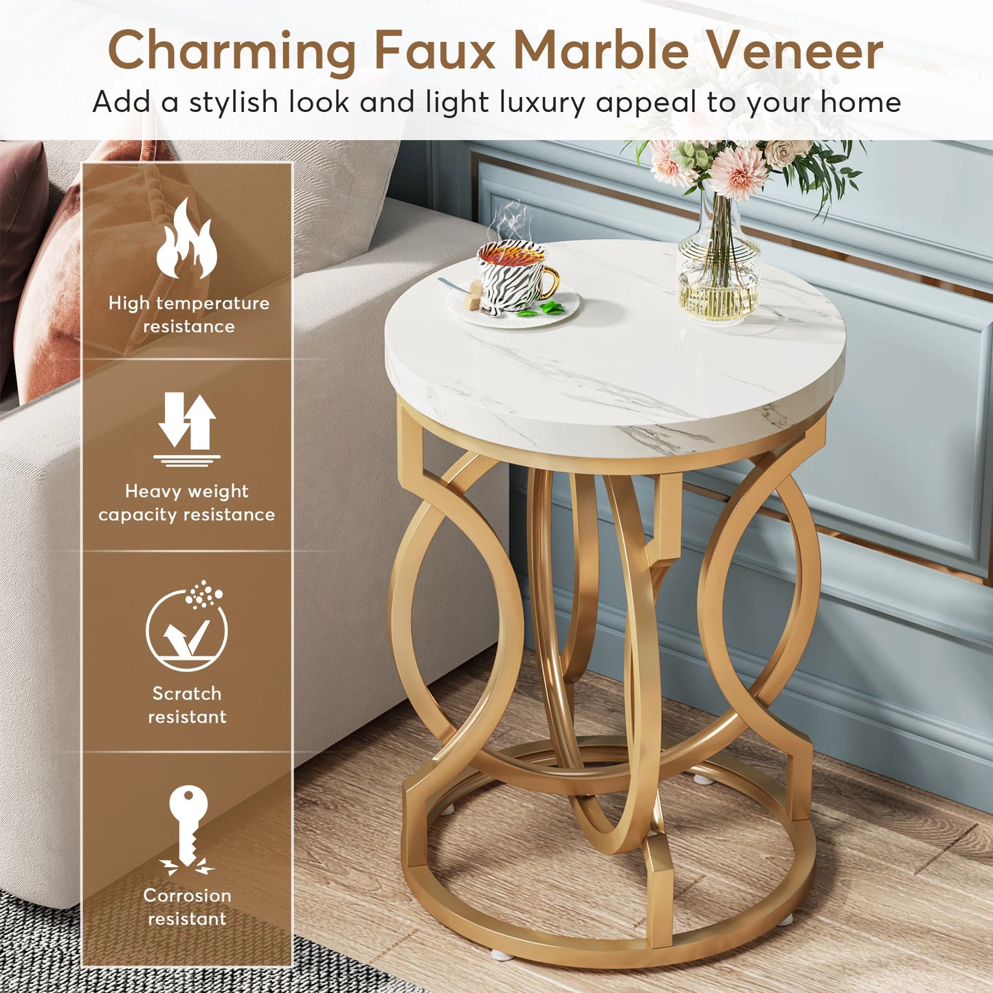 Modern End Table with Thick Wood Top