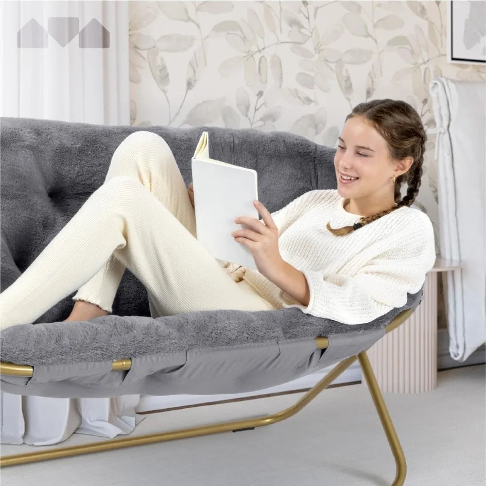 Cozy Fur Saucer Loveseat for Bedroom