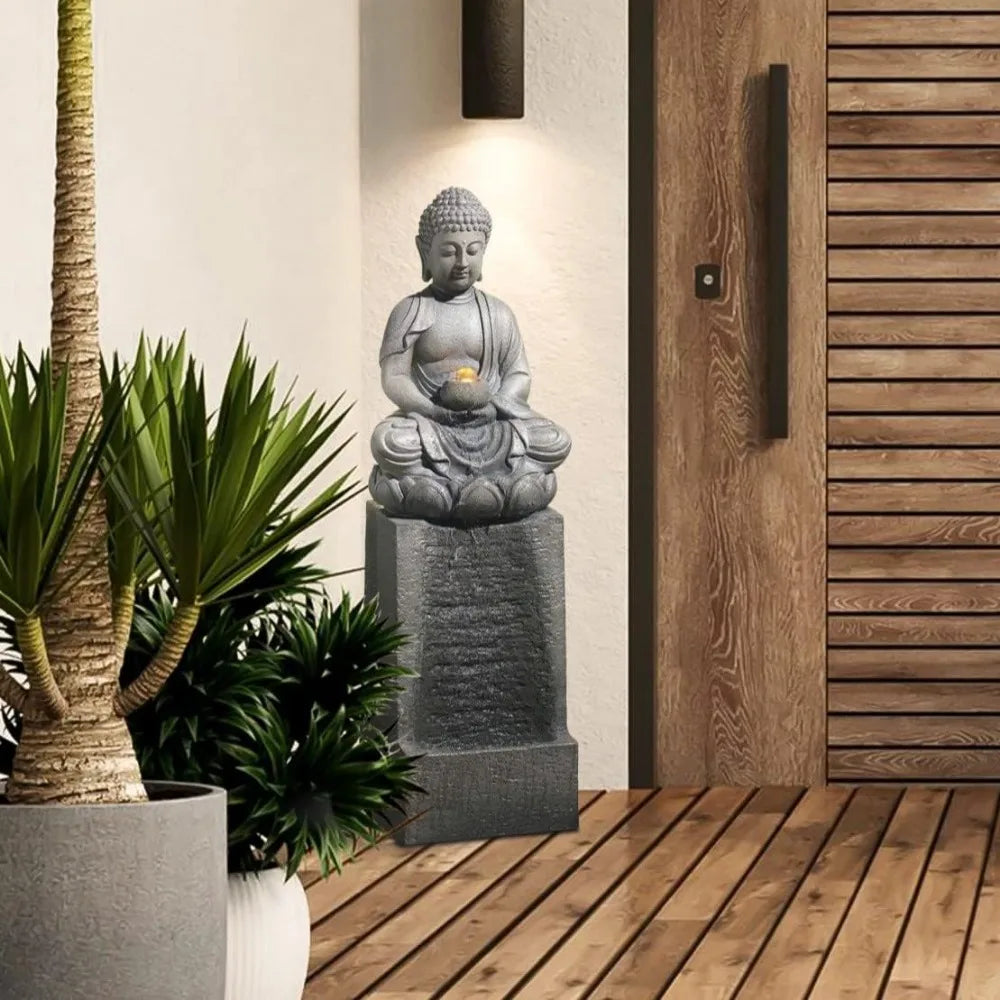 Meditation Buddha Statue Courtyard Fountain
