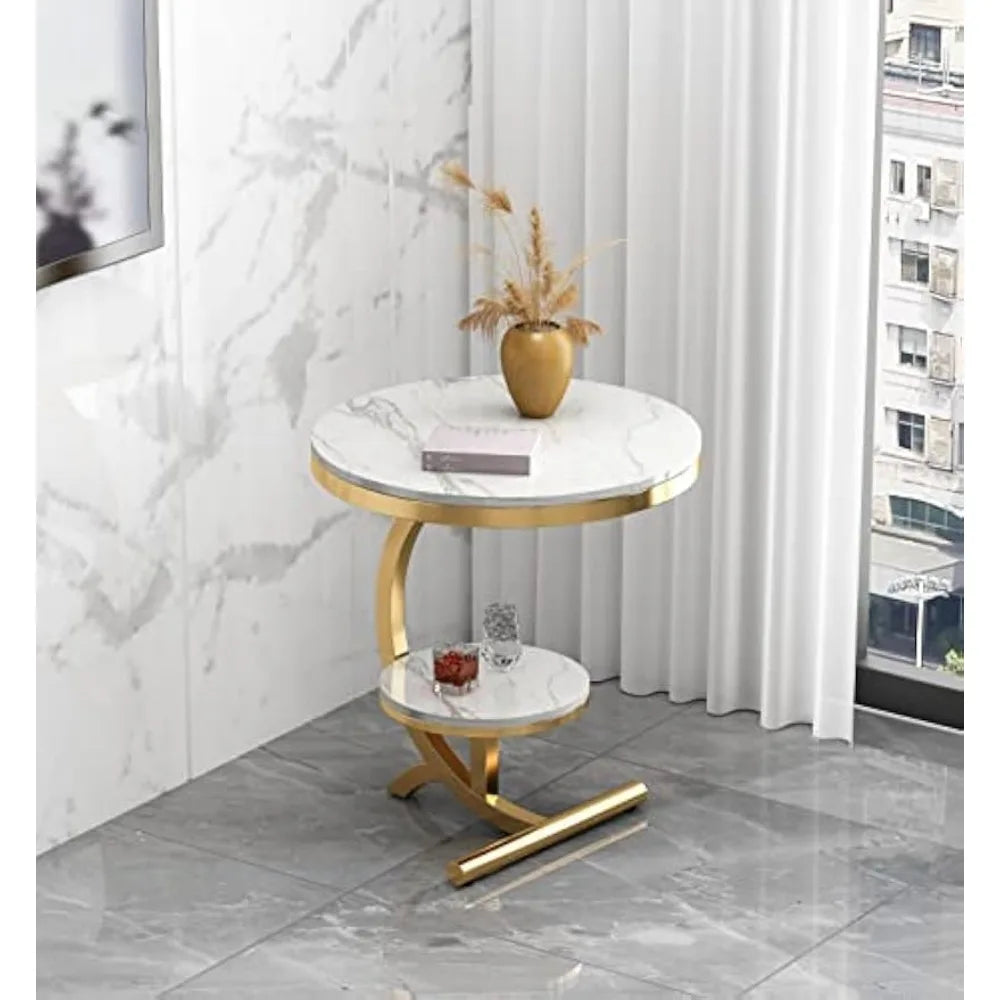 Round Coffee Table with Storage Shelf